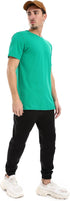 Ravin Men's Ribbed Crew Neck Solid Basic Cotton T-Shirt