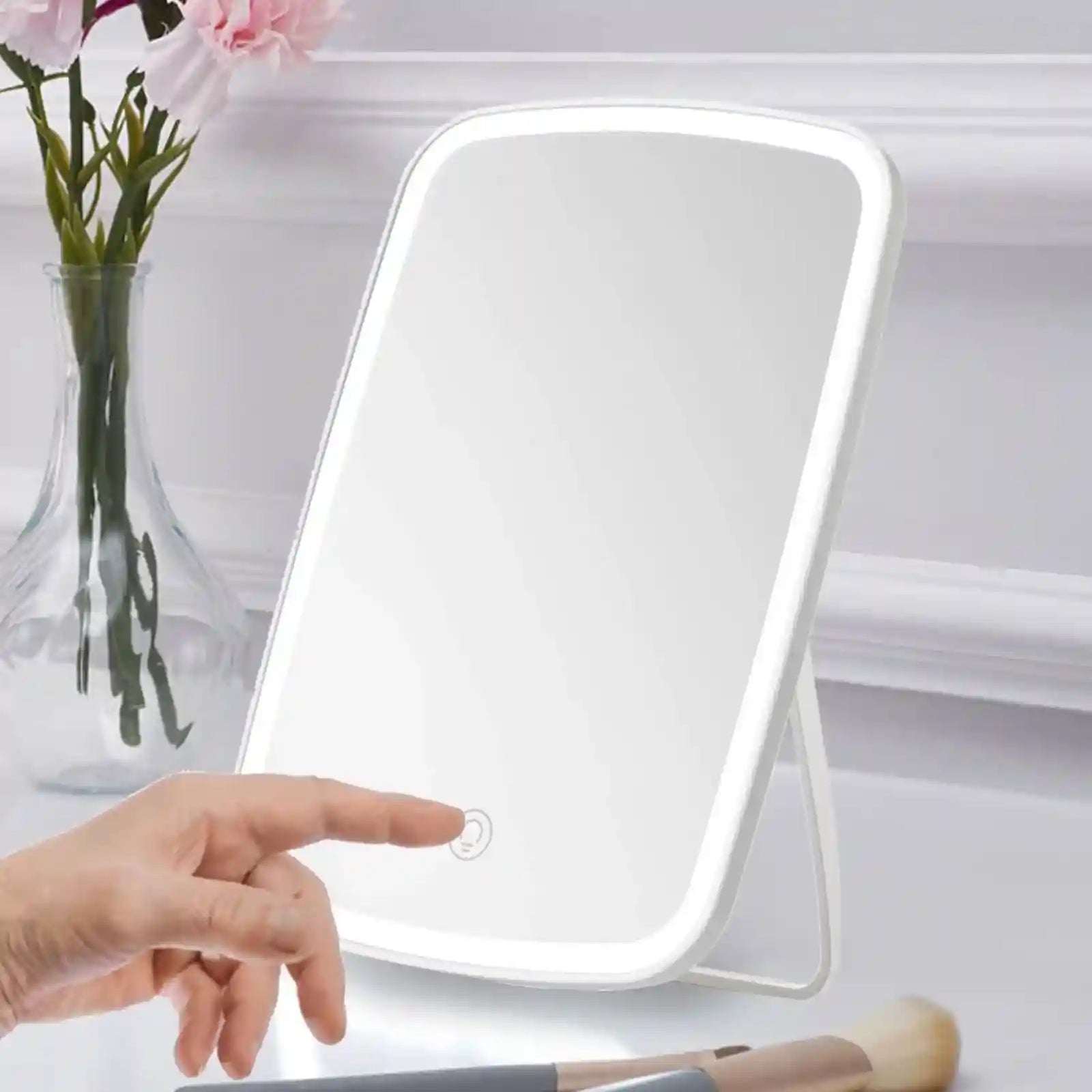 Generic Makeup Mirror, Light Up Mirror 45 Degree Vertical Tilt USB Rechargeable Dimmable Touch Screen for Home-Have Scratches