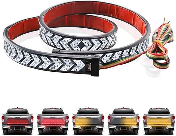 Chemini 40" led tailgate light bar arrow truck tail light strip red running brake light, amber sequential turn signal double flashing light 540 leds for lorry pickup van trailer no drill install