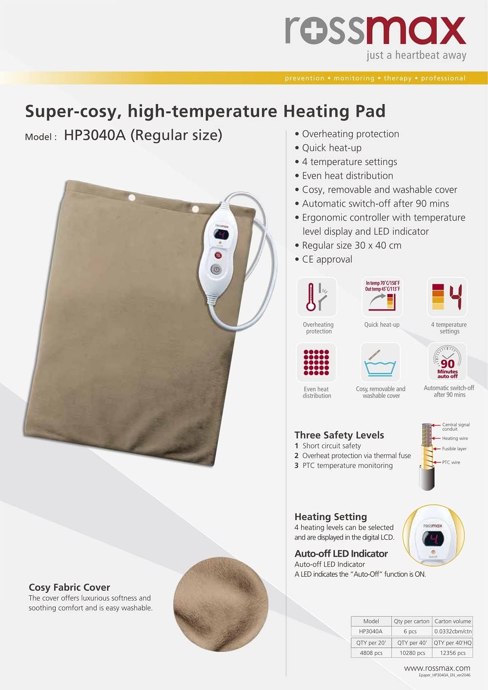 Rossmax HP3040A Heating Pad Heat and Pain