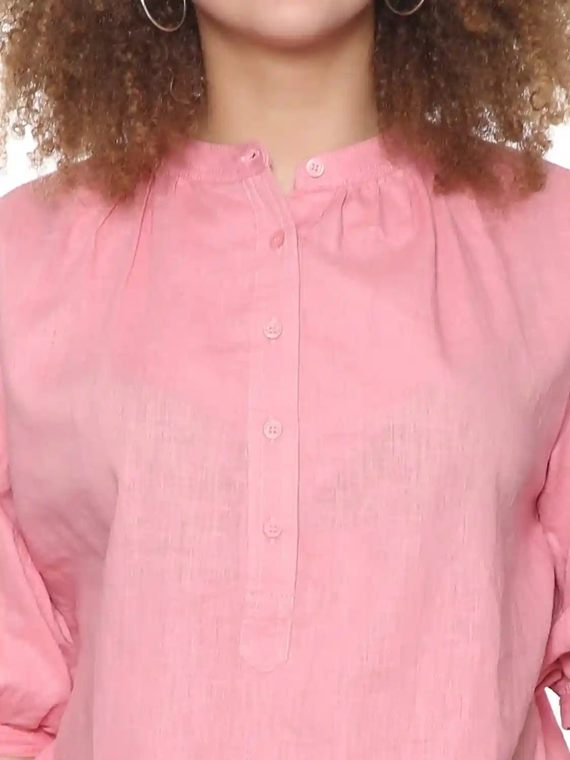 Splash Basic Mandarin Collar Front Button Three Quarter Sleeves Blouses for Women - Safqqa Egypt
