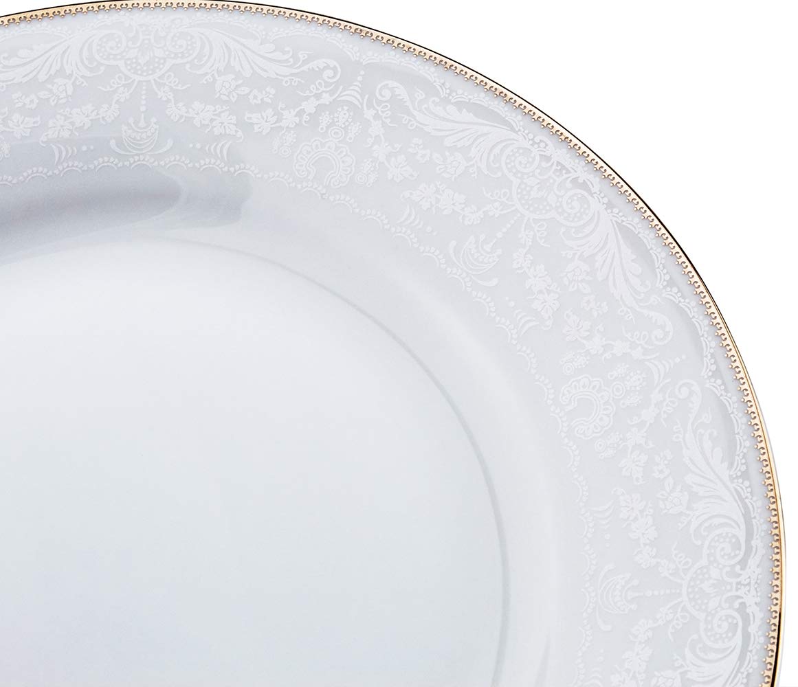 Sahara Porcelain Dinner Plate with Gold Rim – 27 cm, Shallow Design