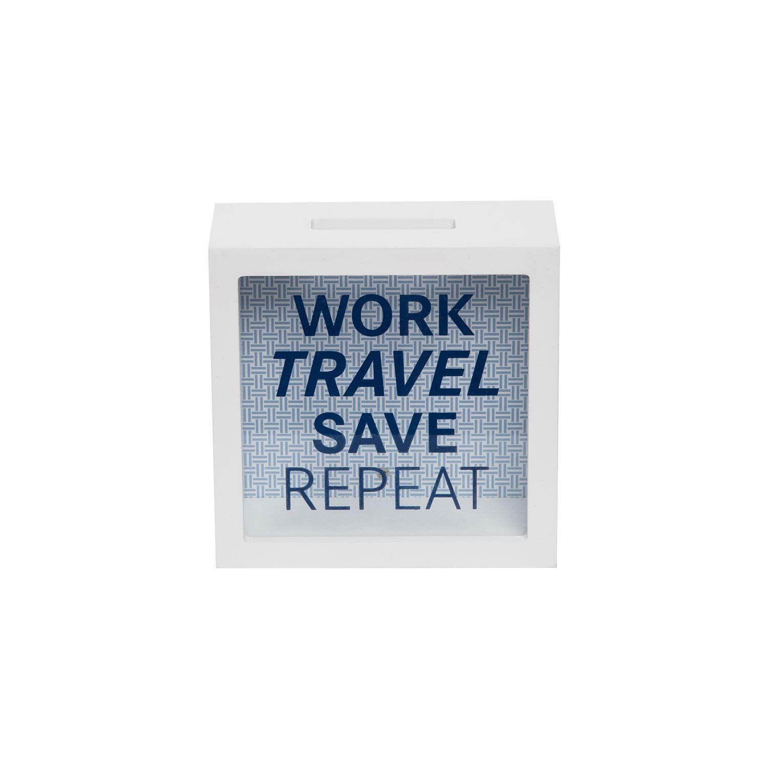 Foreside Home & Garden Work Travel Save Repeat Wooden Piggy Bank