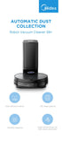 Midea Robot Vacuum cleaner, 4000Pa Strong Suction with BLDC motor App & Voice Control Msmartlife, Dust Bin In Station is 2L for 45 days, carpet sensor, Display screen Black S8,( An original product that is lightly used and tested by SAFQQA )