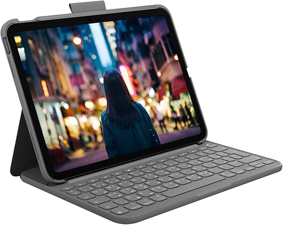 غطاء لوحة مفاتيح Logitech Slim Folio للـ iPad (الجيل 10 و A16) | بلوتوث + لوحة عربية