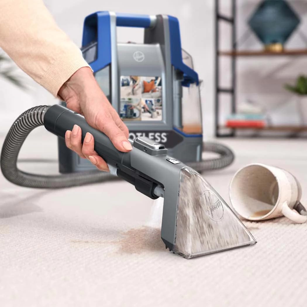 Hoover CDCW-CSME Spotless Careprt Cleaner Clean Portable Lightweight Carpet & Upholstery Multi Surfaces Cleaner For Car Seats, Sofa, Kitchen, Outdoor & More, Removes Spots Spills & Tough Stains-Blue - Without cleaning solution