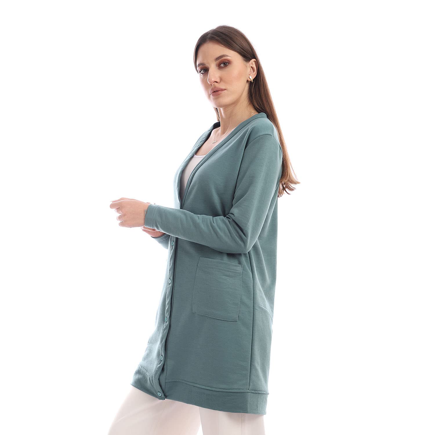 Jamila Women’s Long Sleeves Soft Cardigan with Buttons – Long Length Sweater