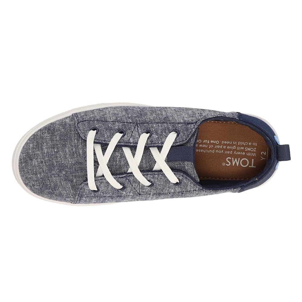TOMS Boys’ Slubby Canvas Lace-Up Shoes – Logo Heel Tab