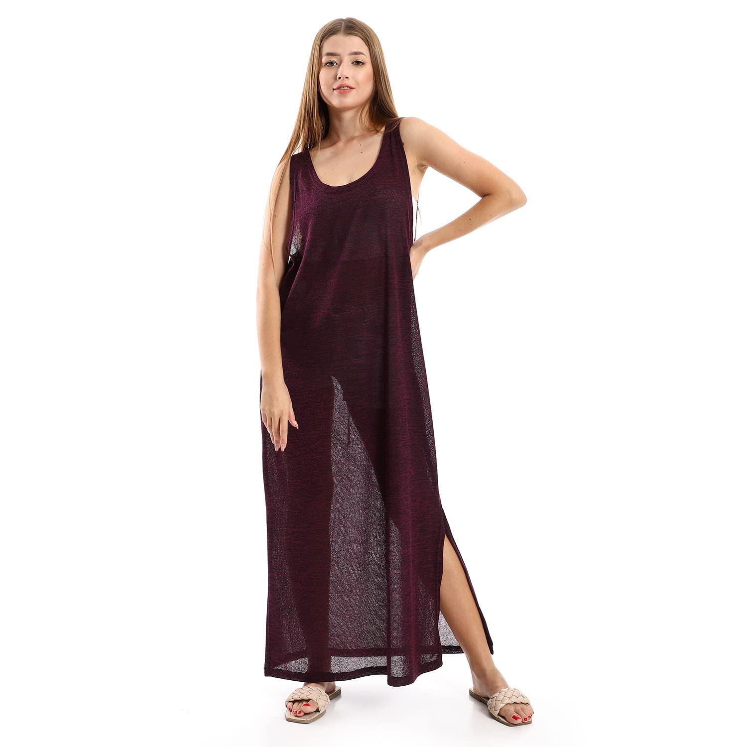 JAMILA Women Round Collar Cover UP With Side Slits OUTERWEAR