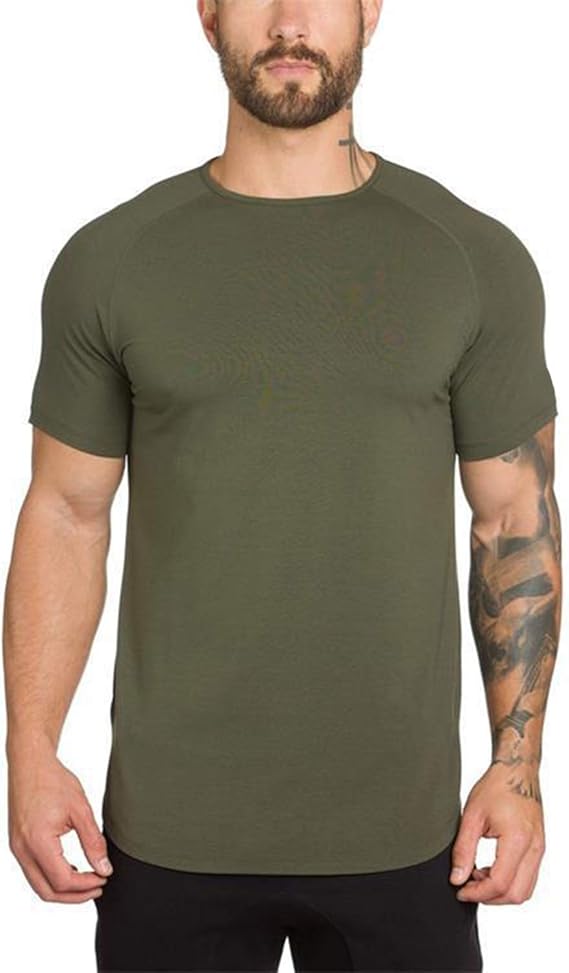 TEZO Men Gym Workout T-Shirt Pack of 2 Green Black Athletic Tee