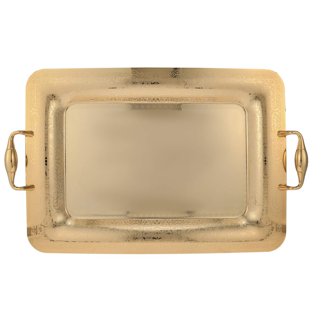 Almarjan Stainless Steel Serving Tray Gold -54.8L x 7.6W x 36.4H centimeters