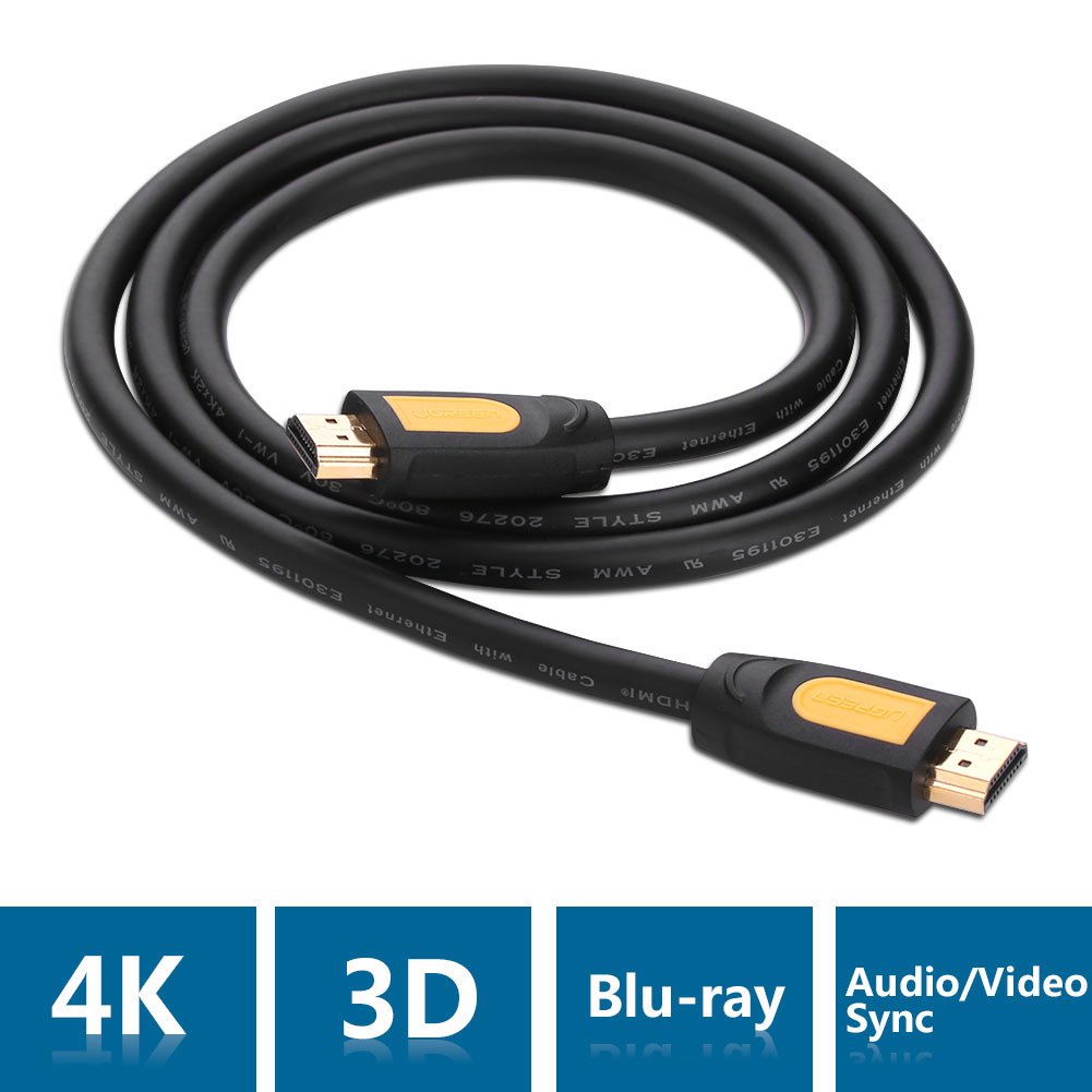 UGREEN High Speed HDMI Cable 2m with Ethernet, Gold Plated – Supports 1080P Full HD & 3D