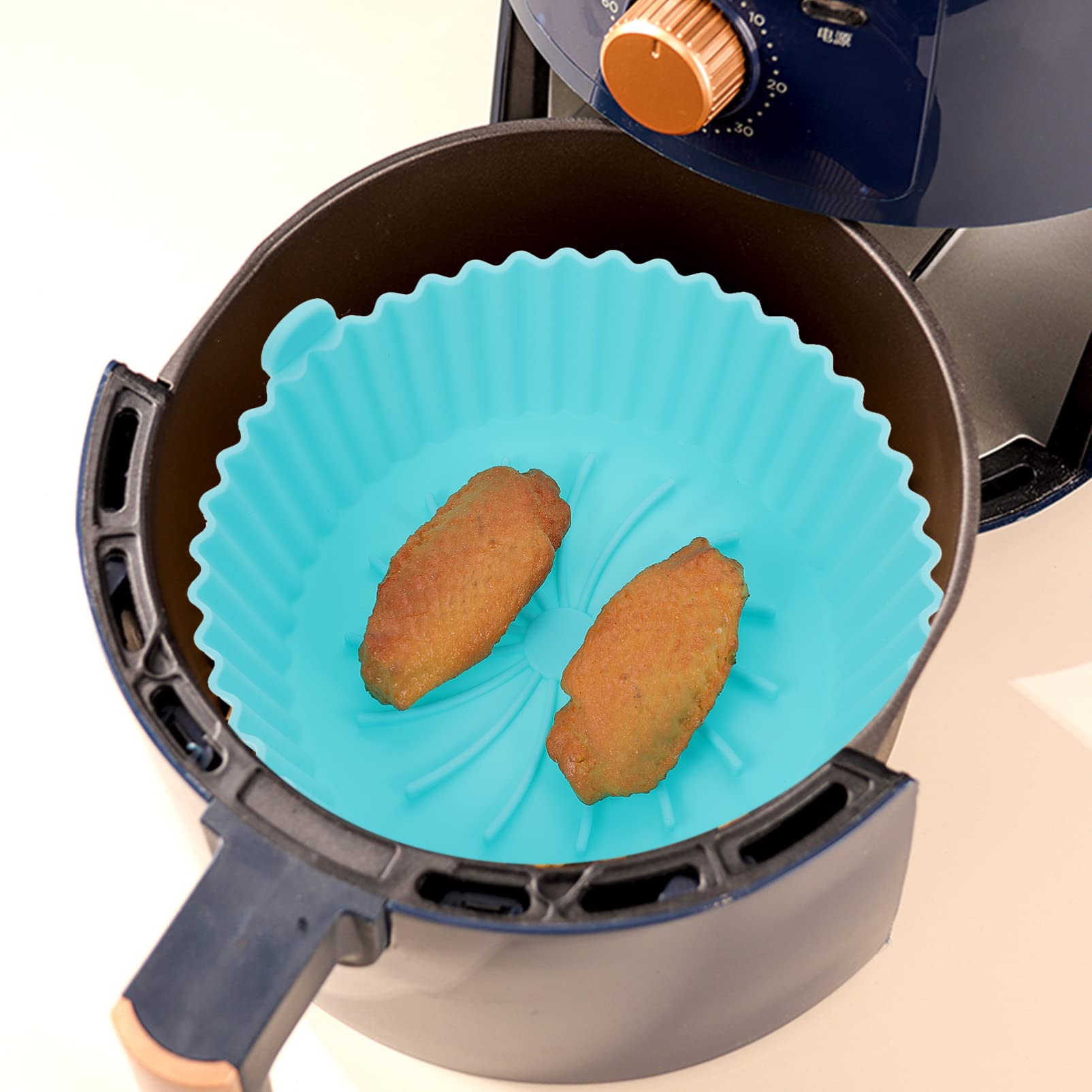 وعاء سيليكون دائري قابل لإعادة الاستخدام للقلاية الهوائية من لوكس شايني، بديل لطبق الشواية، بطانة بديلة للقلايات الهوائية مقاس 16 سم، إكسسوارات بديلة للفرن، 