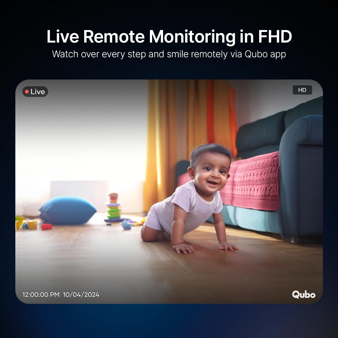 Qubo Smart Baby Camera – 1080P HD WiFi Monitor with Cry Alert & Two-Way Audio