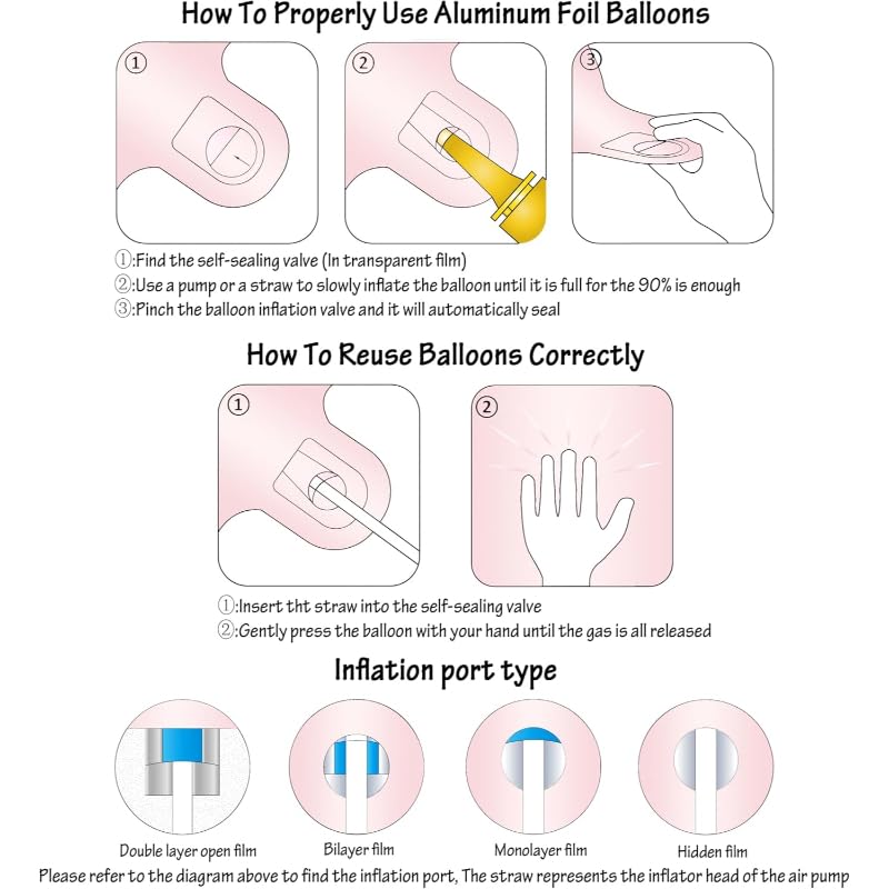 بالونات كبيرة من الفويل يمكن ملؤها بالهواء او الهيليوم من مواد عالية الجودة مصنوعة خصيصا لتزيين حفلات الاحتفال، مجموعة من 7 قطع - فضي