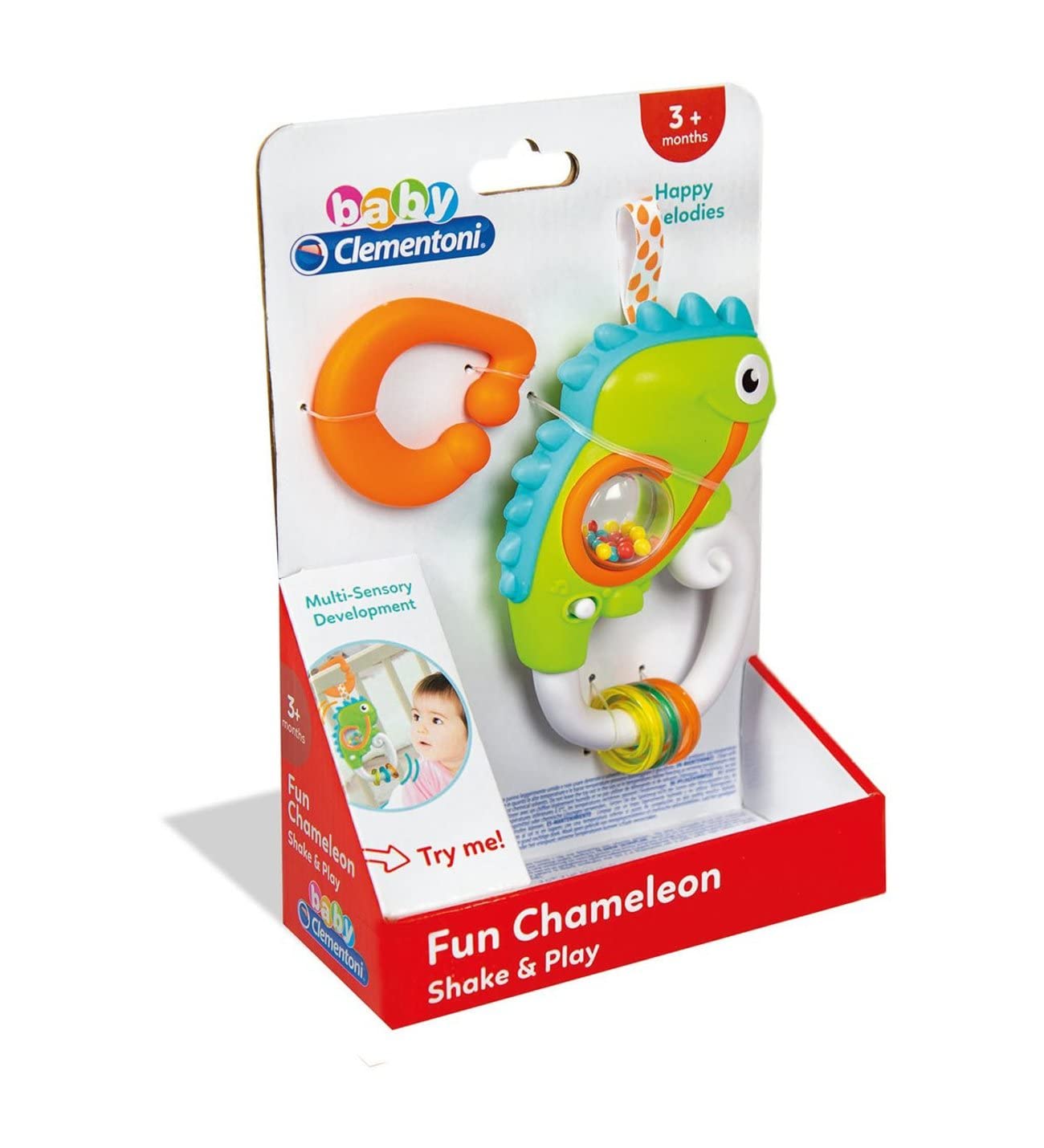 Clementoni Ba - 17332 - interactive chameleon rattle - early childhood game with melodies and sound boy toys, girl toys, birthday gift, Christmas gift, growth, fun, for kids.