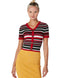 Splash Youth Striped Short Sleeves V Neck Top for Women