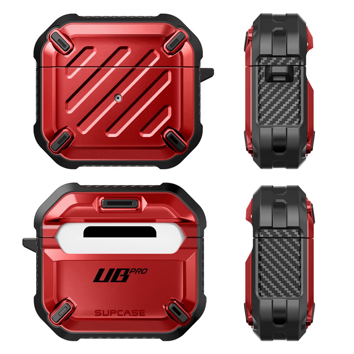 SUPCASE [Unicorn Beetle Pro Series] Case Designed for Airpods, Full Body Rugged Protective Case Compatiable with Apple AirPods 3rd - Red