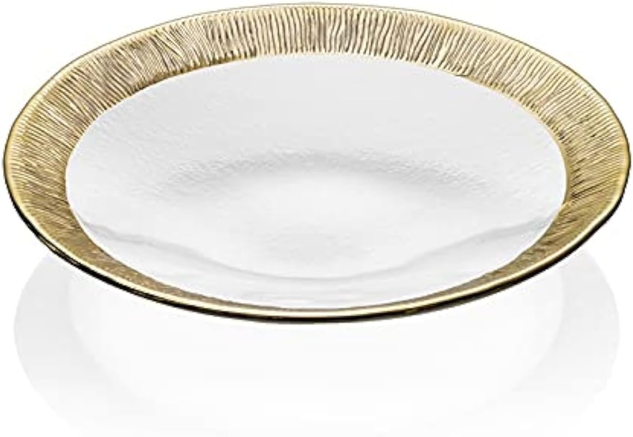 Royal Porcelain IVV Glass Plate, Clear & Gold - 38 CM