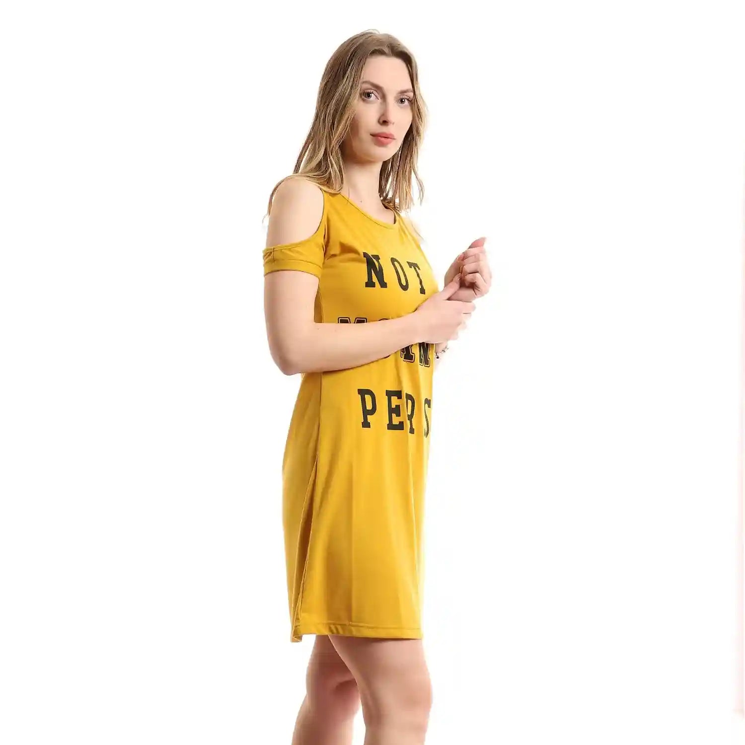 offcliff Women Printed Short Sleepshirt With Cold Shoulders