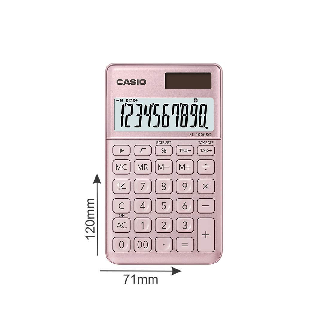 تجمع آلة حاسبة كاسيو SL-1000SC-PK-N-DP الرقمية المحمولة باللون الوردي بين الأداء العملي والتصميم الأنيق، مما يجعلها مثالية للاستخدام في المدرسة أو المكتب أو المنزل. تتميز بحجم صغير وخفة وزنها مع شاشة كبيرة تعرض حتى 10 أرقام بوضوح وسهولة