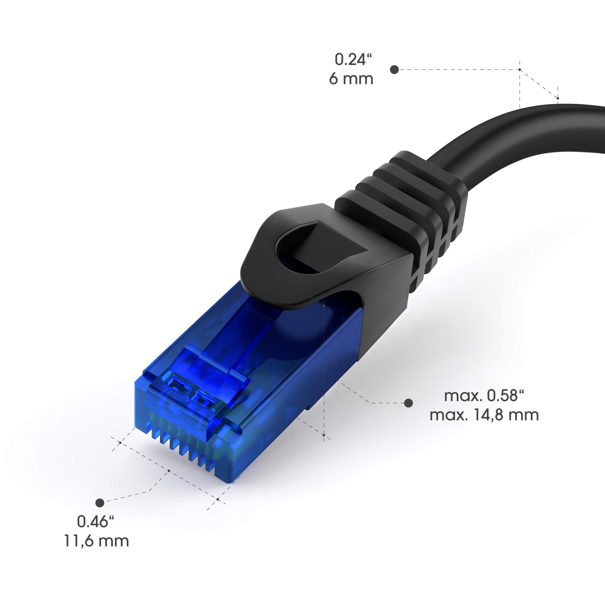 كابل إيثرنت KabelDirekt، التصحيح والشبكة (ينقل سرعة إنترنت جيجابت، مثالي لشبكات/شبكات LAN بسرعة 1 جيجابت في الثانية، وأجهزة التوجيه، وأجهزة المودم، والمفاتيح، ومقبس RJ45) أسود/أزرق، حزمة من 10 كابلات، 0.5 متر