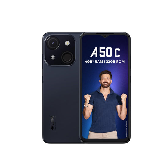 ايتل A50C|شاشة 6.6" HD+ مع شريط ديناميكي| 2 جيجابايت RAM + 32 جيجابايت ROM، حتى 4 جيجابايت RAM مع دمج الذاكرة|معالج ثماني النواة|كاميرا خلفية مزدوجة 8 ميجابكسل مع الذكاء الاصطناعي|فتح بصمة الإصبع والوجه - أسود ياقوتي - ضمان لمدة سنة - صفر ضريبة