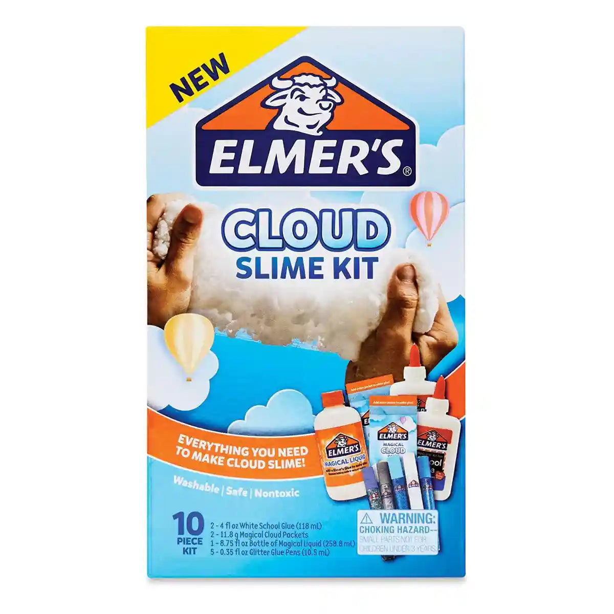 Elmer's Cloud Slime Kit Slime Supplies Include White School Glue, Glitter Glue Pens, Magical Cloud Dust, Liquid Slime Activator, 10 Count