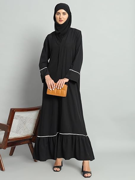 Styleville.in Women Abaya with Hijab Black Arabic Wear Elegant Modest Outfit – Safqqa Egypt