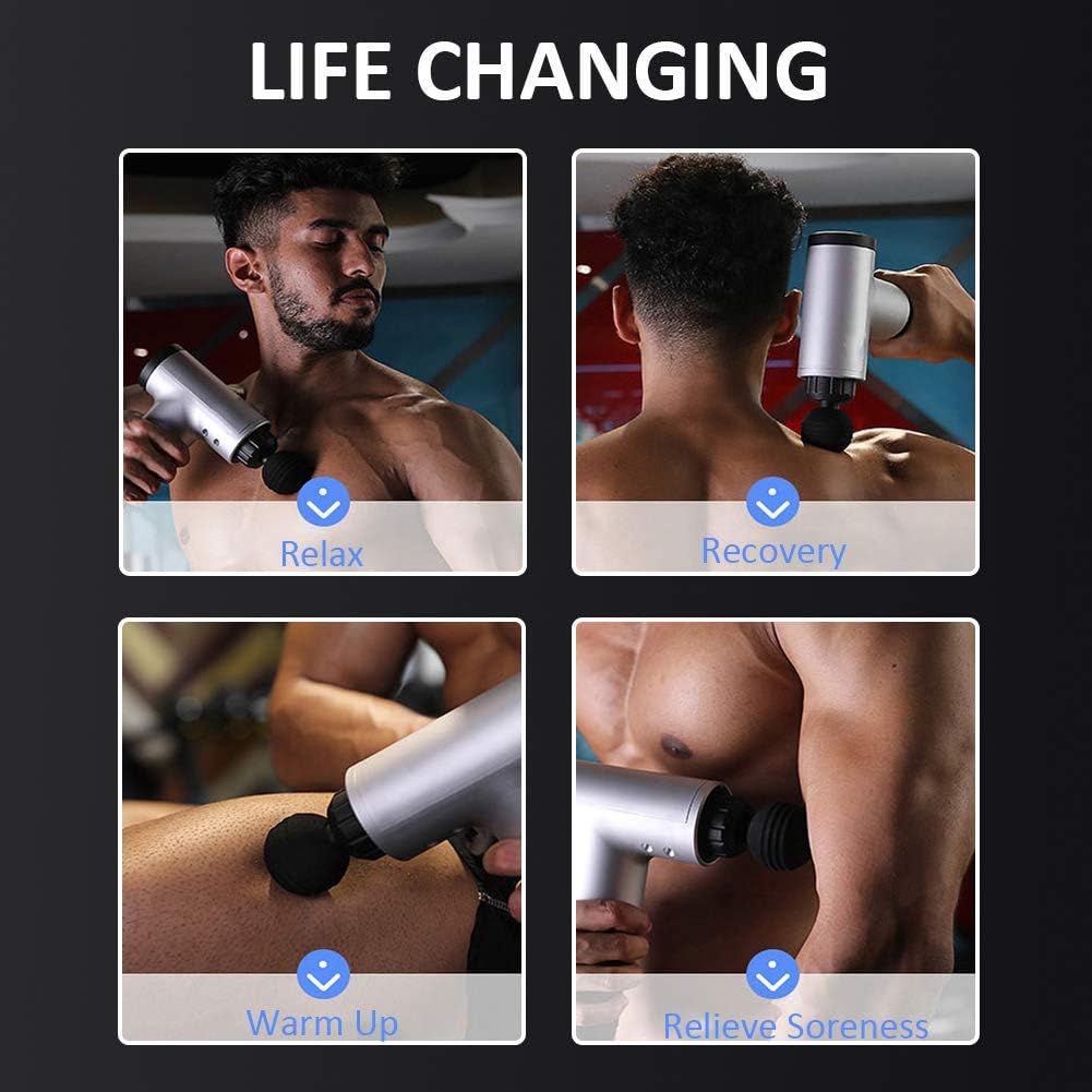 مسدس تدليك LN LOVE NEST مسدس تدليك عضلي احترافي مسدس تدليك الأنسجة العميقة مسدس تدليك كهربائي بالطرق جهاز تدليك محمول مسدس تدليك الجسم والظهر علاج تخفيف الألم مسدس اللفافة (أسود)