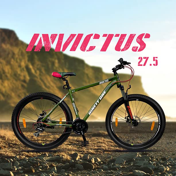 Ninety One Invictus 27.5T 24 Speed Disc Brakes Hybrid Bike ( Military Green, Ideal for: 12+ Years)