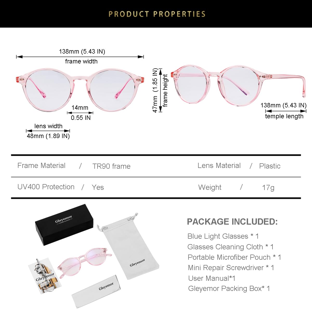 **Gleyemor Blue Light Blocking Glasses for Men & Women – Vintage Round Frame Computer Eyewear** - Safqqa Egypt