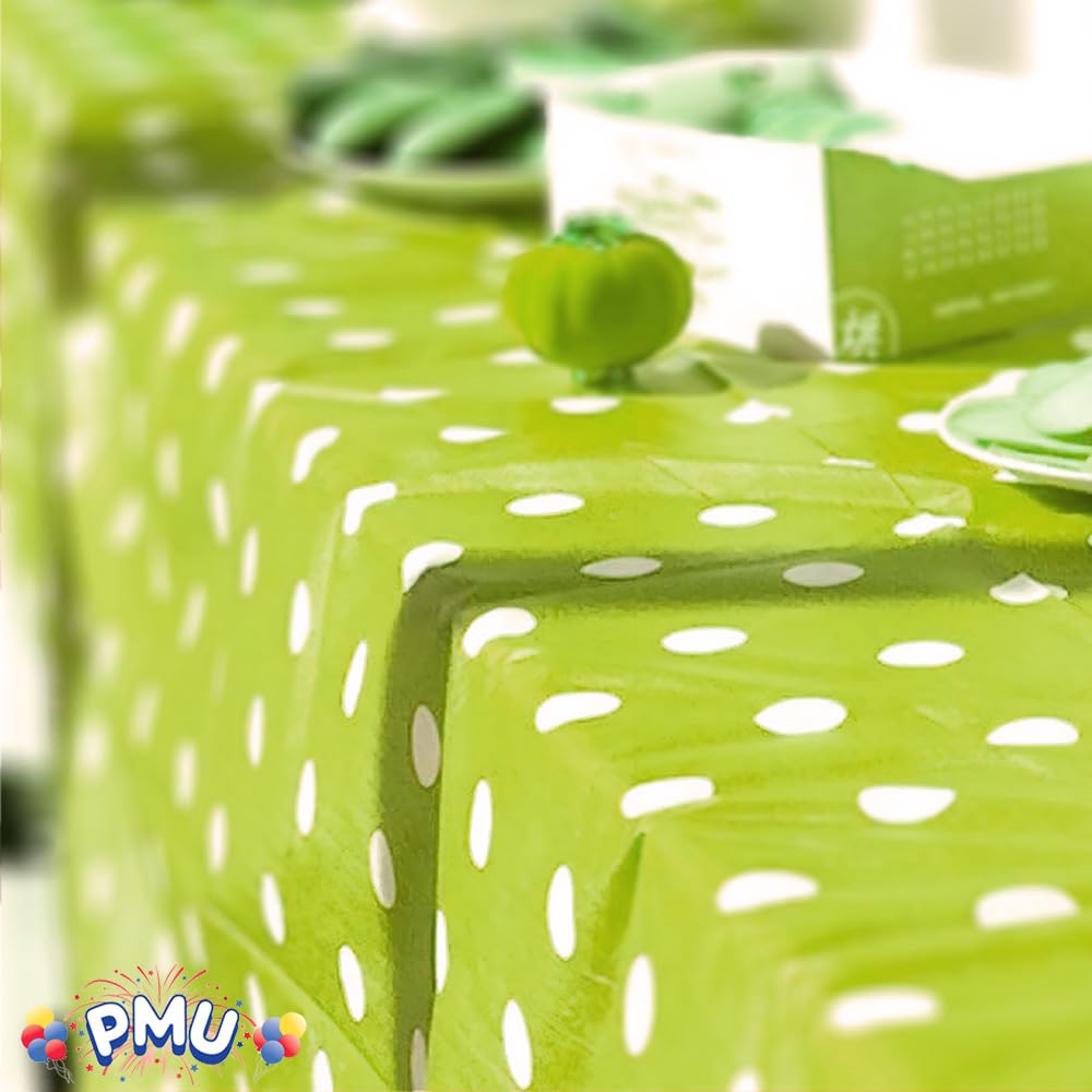 Unique Polka Dot Plastic Tablecloth, Lime Green