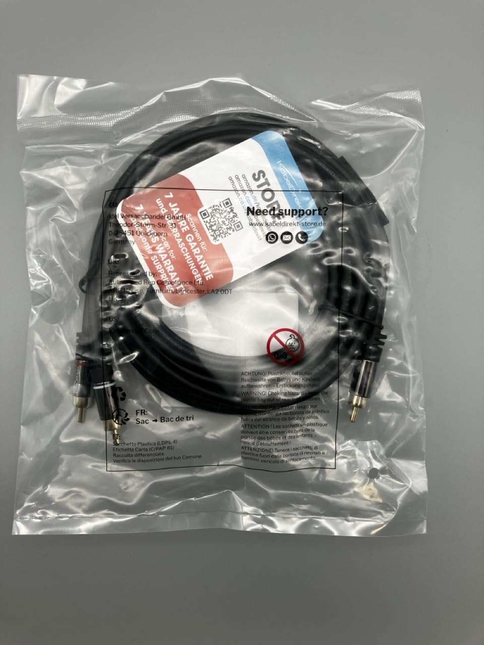 كابل KabelDirekt 401 بطول 7.5 متر RCA/phono Y، 1 إلى 2 RCA/phono، كابل صوت ستيريو (مقابس محورية ذكر/ذكر، تناظري/رقمي، محول للغواصات/الأمبير/Hi-Fis/السينما المنزلية/أجهزة الاستقبال) أسود