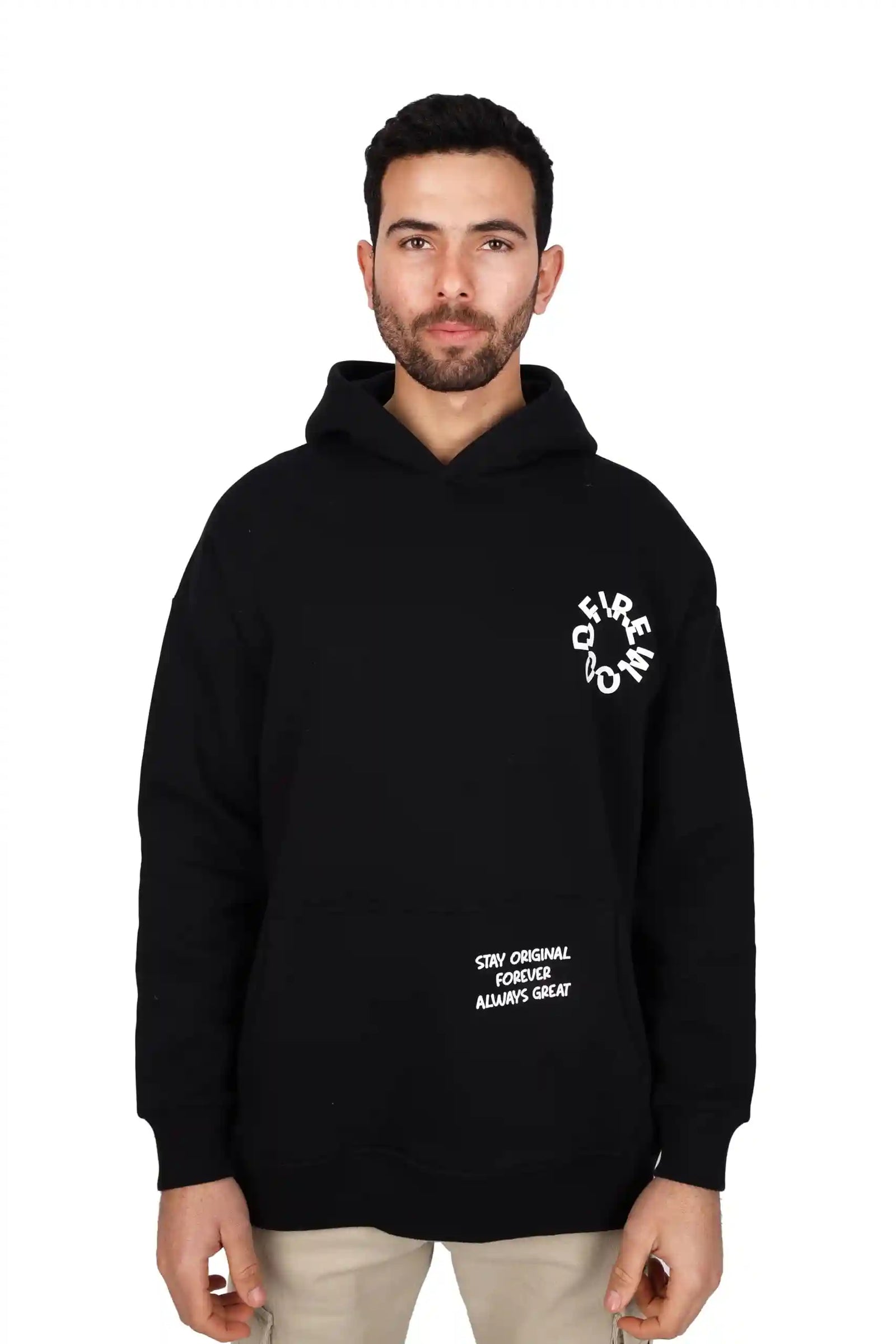 FIRE WOOD mens print(stay) hoodie Hooded Sweatshirt - Safqqa Egypt