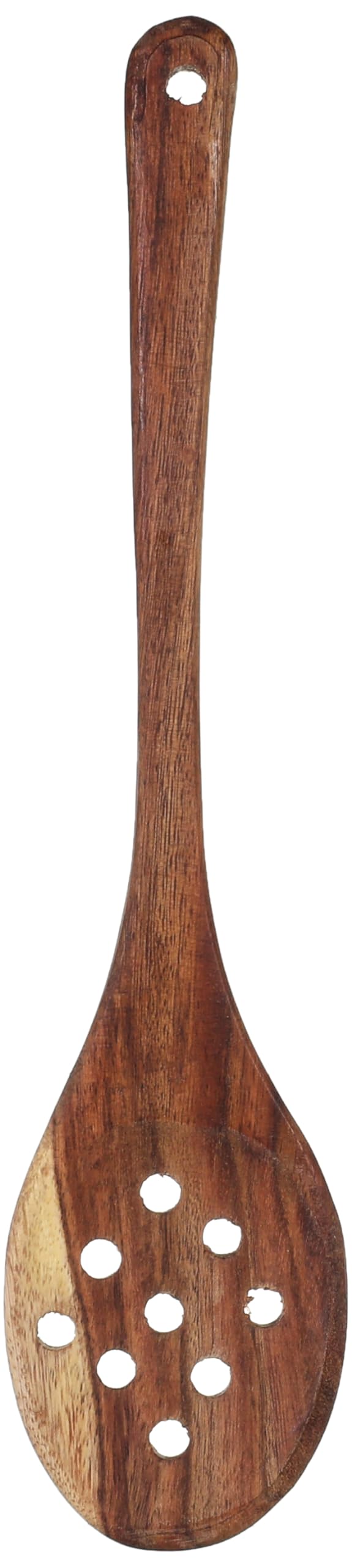 Tornado Wooden Slotted Spoon ,Small ,Brown - Safqqa