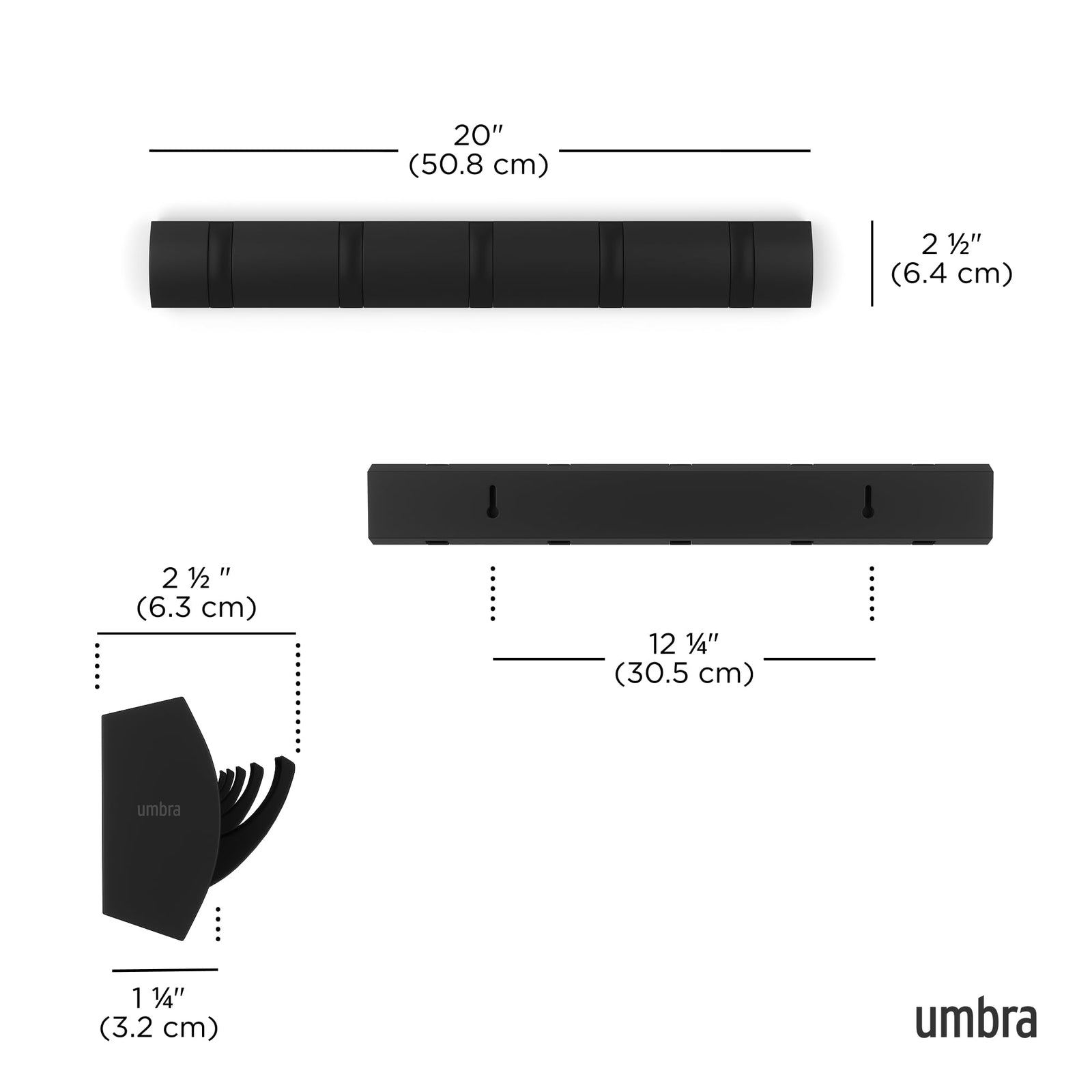 Umbra Modern 5-Hook Wall Rack – Space-Saving & Movable Hooks
