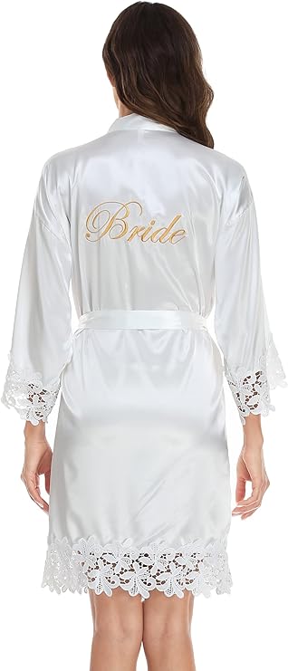 UrHot Women Satin Robe White One Size Soft Sleepwear – Safqqa Egypt
