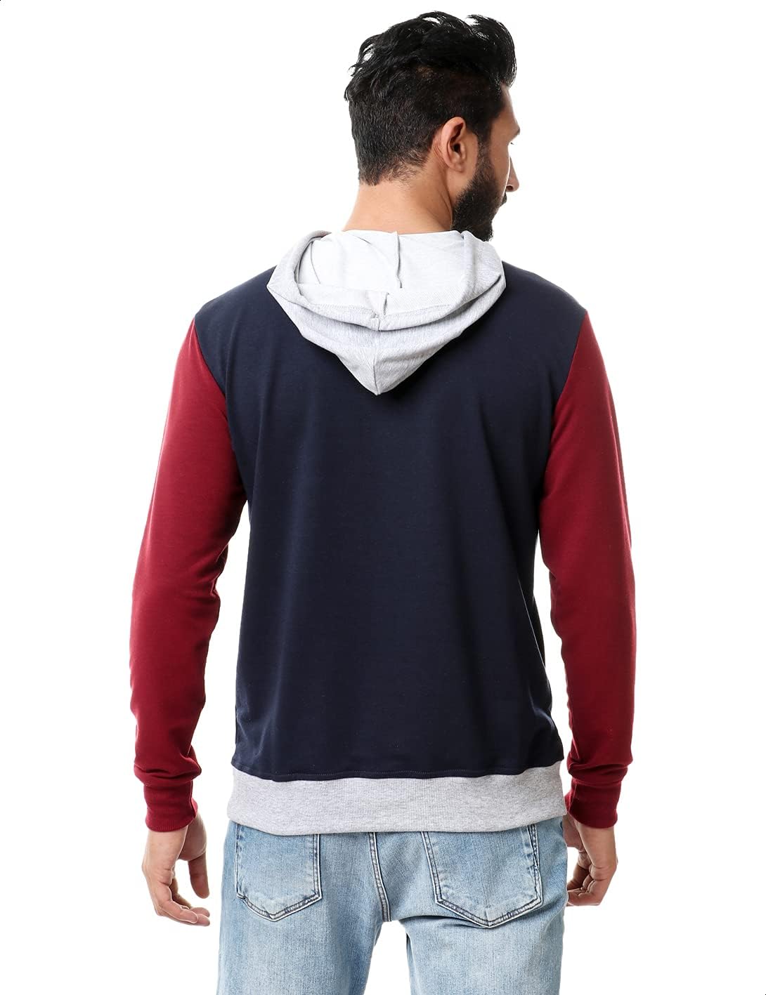 Off Cliff Color Block Side Pockets Ribbed Trims Hoodie For Men,Perfect for casual outings, sports, or outdoor activities.