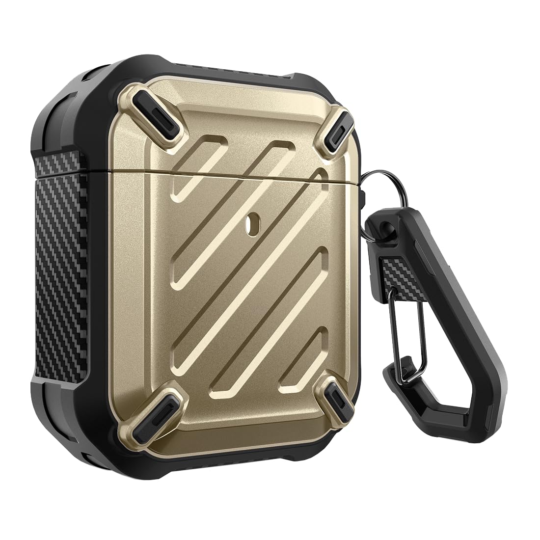 جراب Supcase Unicorn Beetle Pro Series مصممة لـ AirPods 1 و 2، جراب واقي قوي للجسم بالكامل مع مشبك كارابيني لـ Apple AirPods الجيل الأول والثاني (ذهبي)