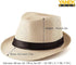 YANEK Men Straw Hat Cream Summer Beach Trilby Sun Protection