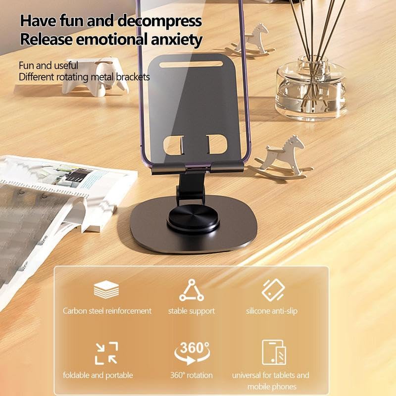 Like Star 360° Adjustable Metal Mobile Phone Stand, Foldable Desktop Holder for All Smartphones