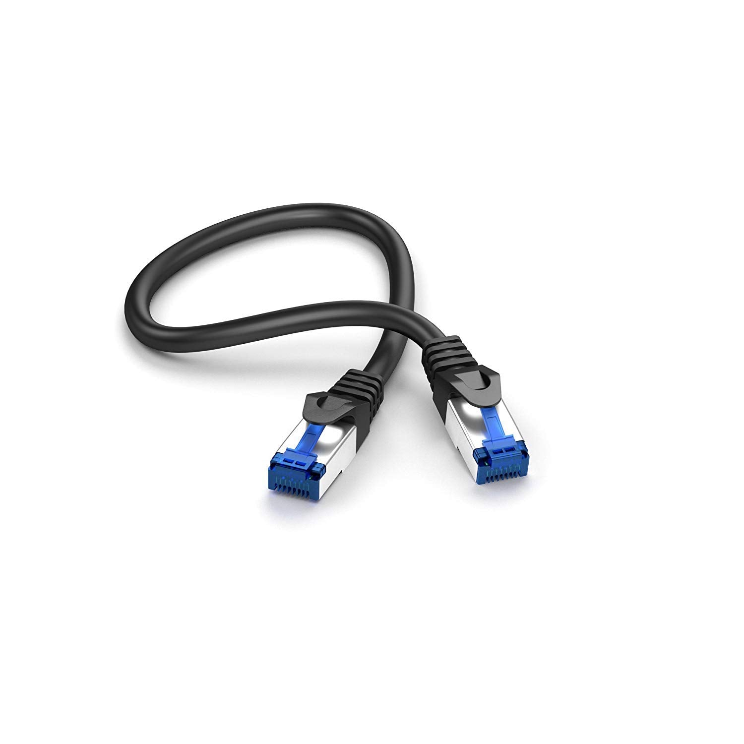 KabelDirekt Network Cable – Transmits maximum fibre-optic internet speed – Ethernet & LAN Cable – 5x 0.25m – Available in 0.25-30m – Gigabit Network, Router/Modem, RJ45 (black/silver)