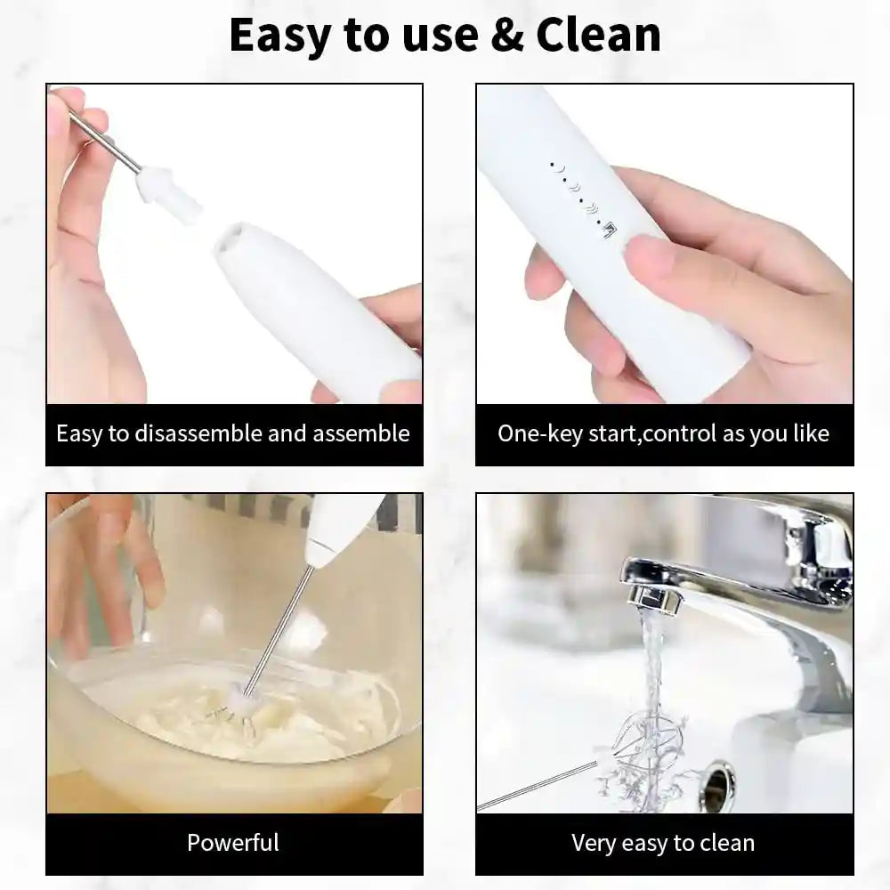 Darbermu 3-Speed Rechargeable Milk Frother with Dual Whisks – Handheld Coffee & Egg Mixer - Safqqa Egypt