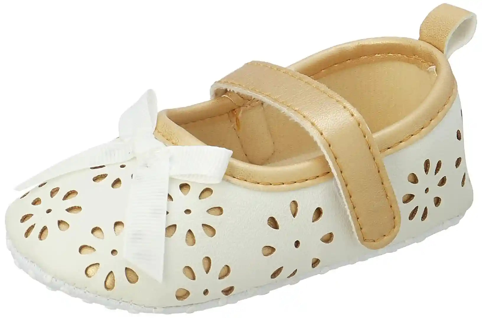 Mix & Max Two-Tone Faux Leather Velcro-Strap Bow-Detail Shoes for Girls