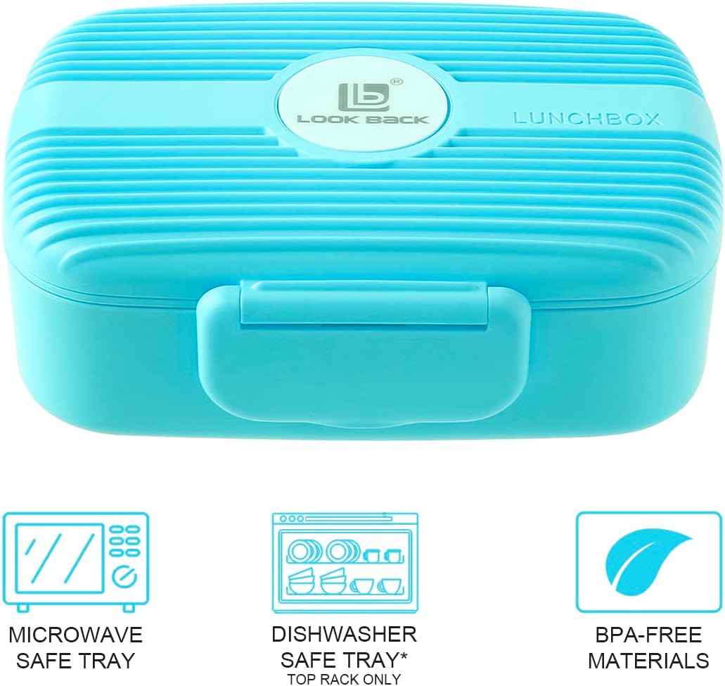 Plaman Lunch Box with compartments, Kids Lunch Box , bento Box Sustainable Leak-Proof, Lunch Box with Cutlery Kindergarten, Salad Box to go for School/Work/Picnic Trips