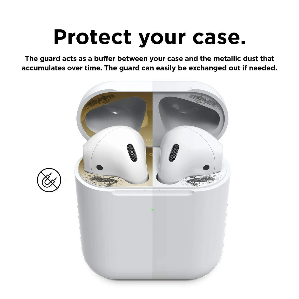 حماية الغبار Elago للجيل الثاني من سماعات أبل Airpods مجموعتين ذهبية