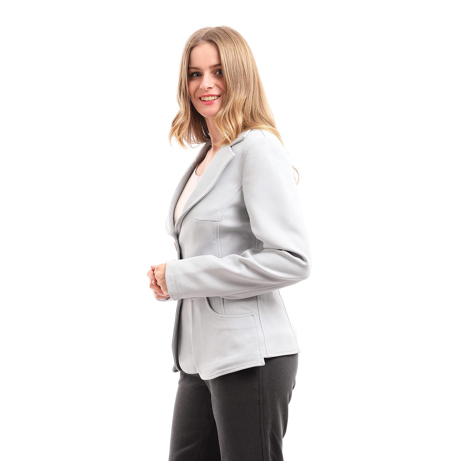 Esla Buttoned Powder Classic Jacket - Silver