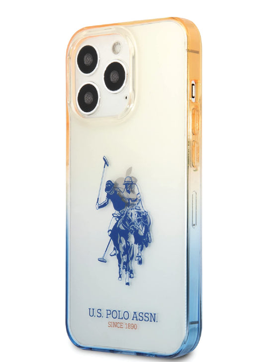 غطاء CG MOBILE USPA PC/TPU مع ممتص صدمات ملون وشعار الحصان خفيف الوزن/أنيق/كلاسيكي/مقاوم للخدوش متوافق مع iPhone 14 Pro max 6.1" (كحلي)
