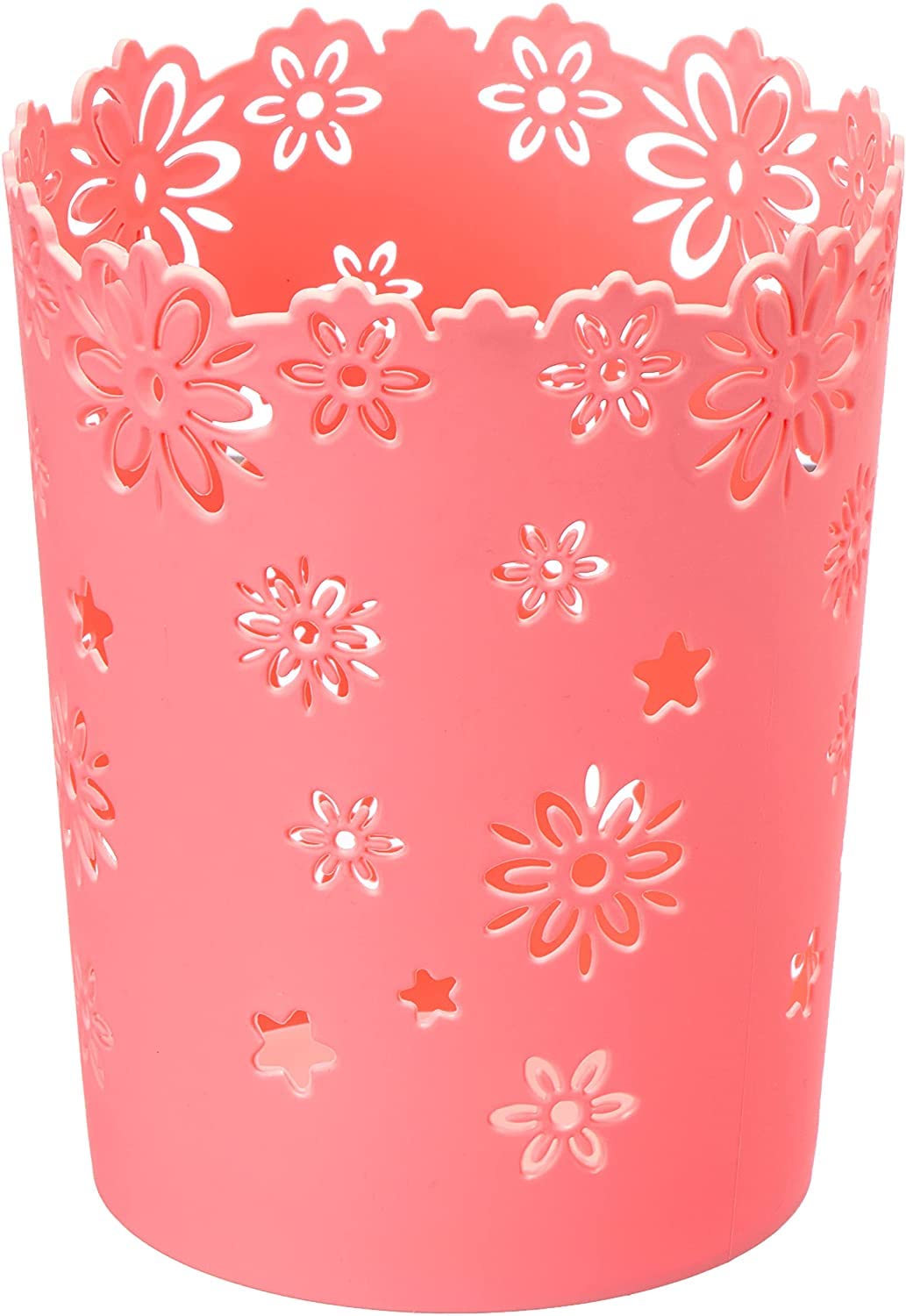 Round Plastic Basket with Floral Design for Home Organization and Daily Use